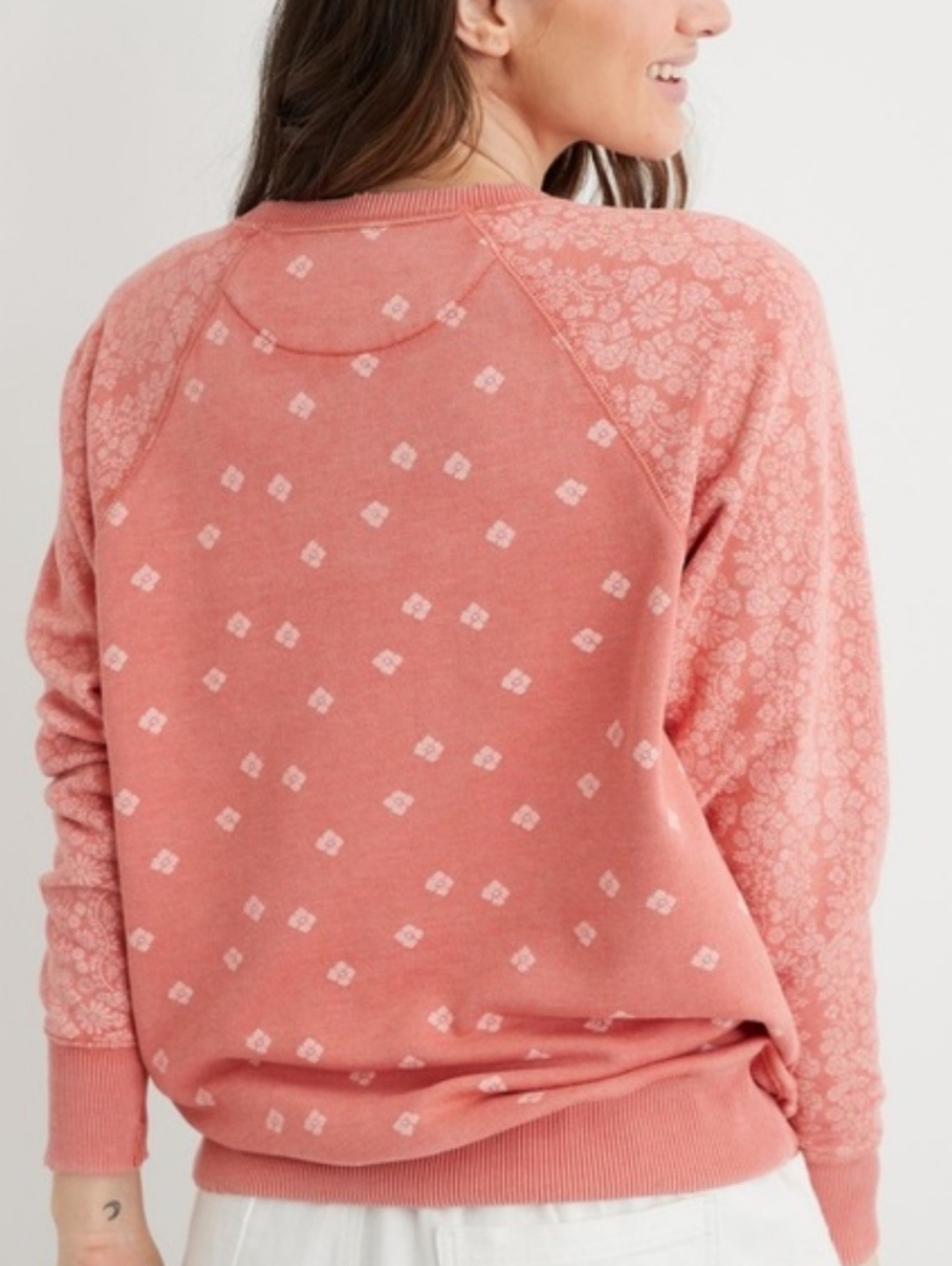 Aerie Floral Distressed Oversized Sweatshirt Size XS